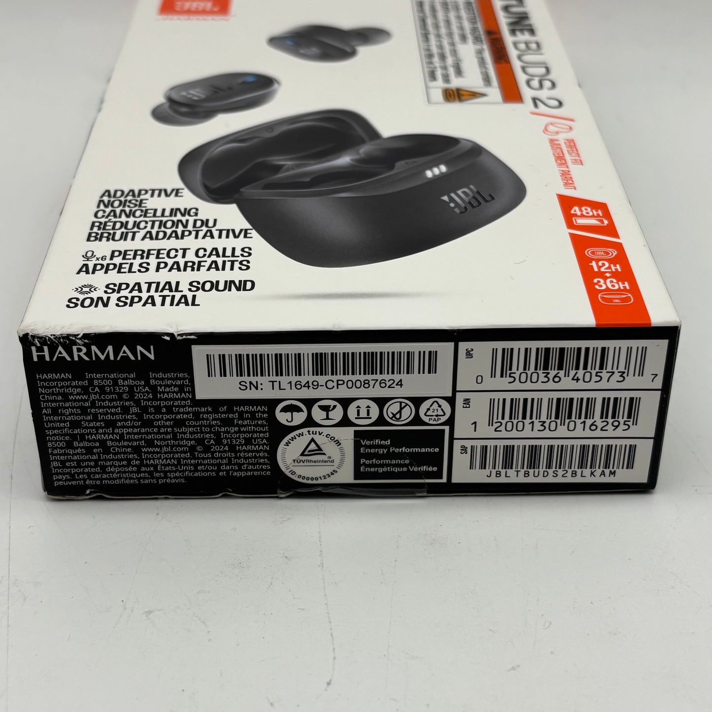 New JBL Tune Buds 2 Wireless Noise Canceling In-Ear Headphones Black