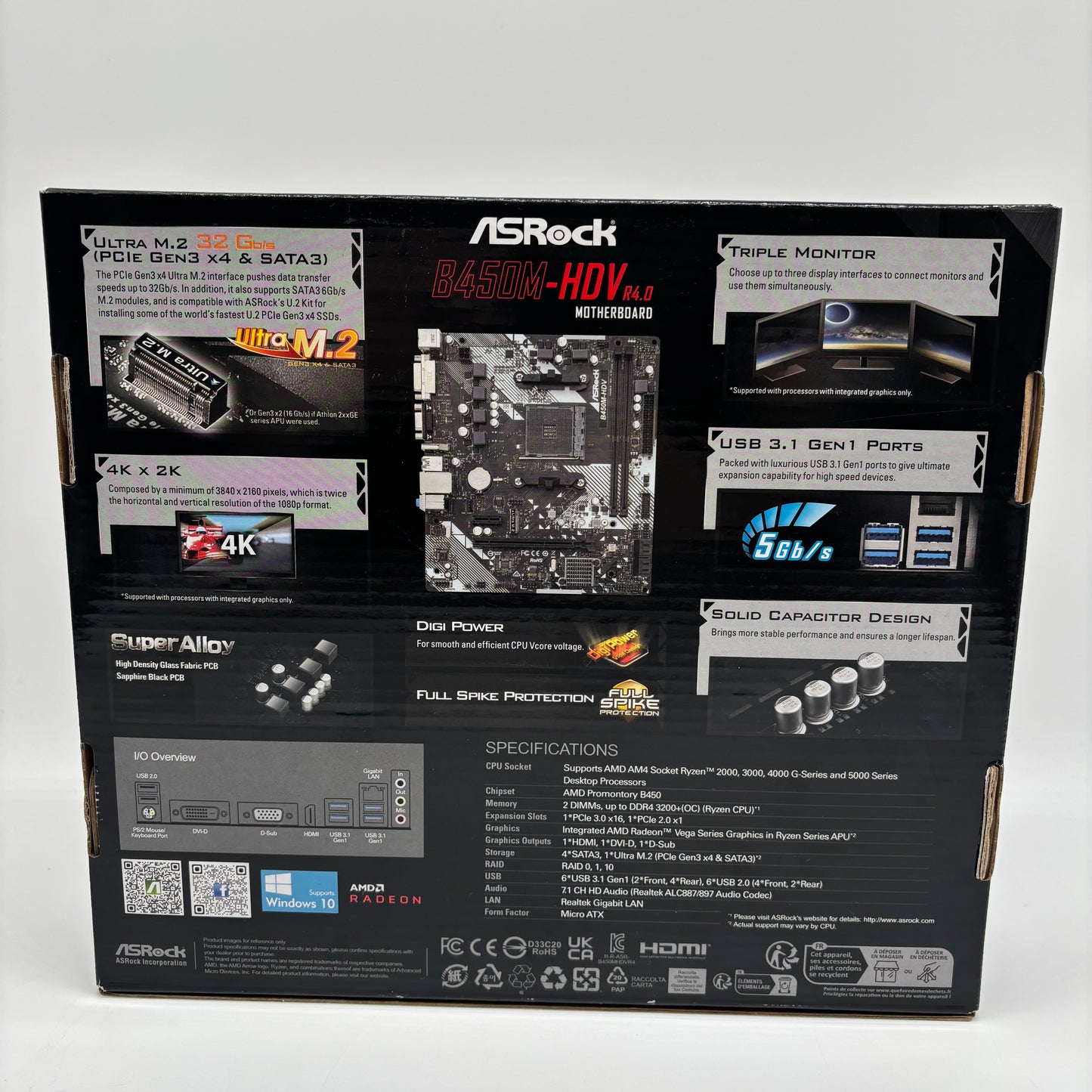 New AsRock B450M-HDV AMD AM4 MicroATX Motherboard