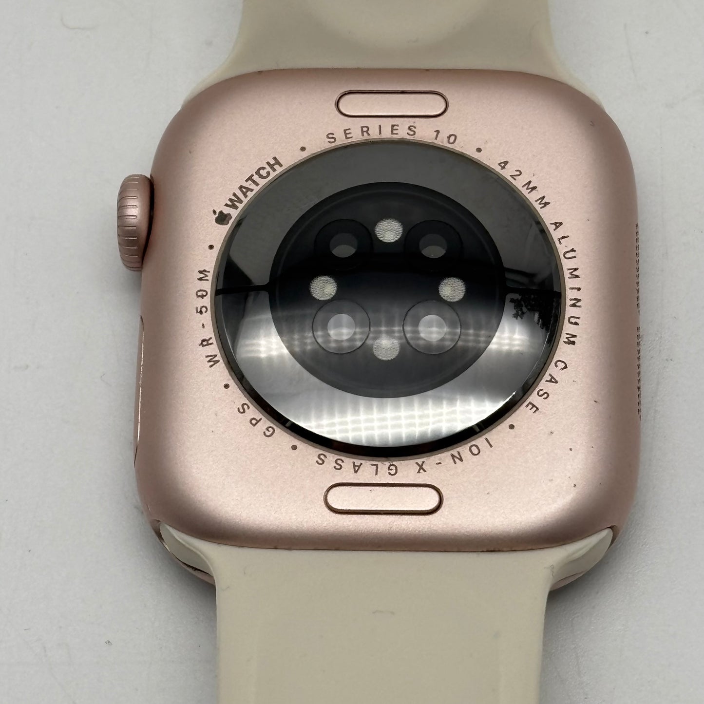 GPS Only Apple Watch Series 10 42MM Gold Aluminum White Sport Band MWWY3LW/A