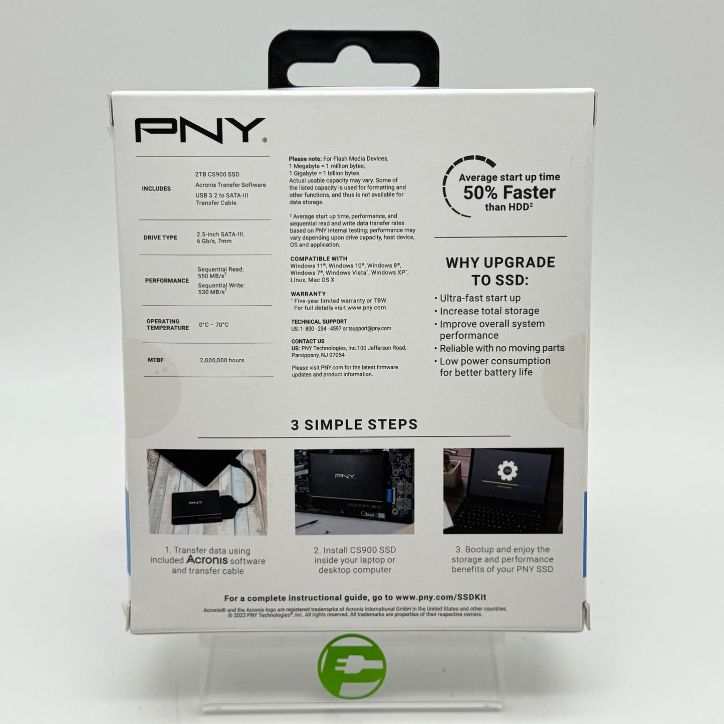 New PNY 2.5" CS900 2TB SATA III SSD SSD7CS900-2TBKIT-RB Upgrade Kit