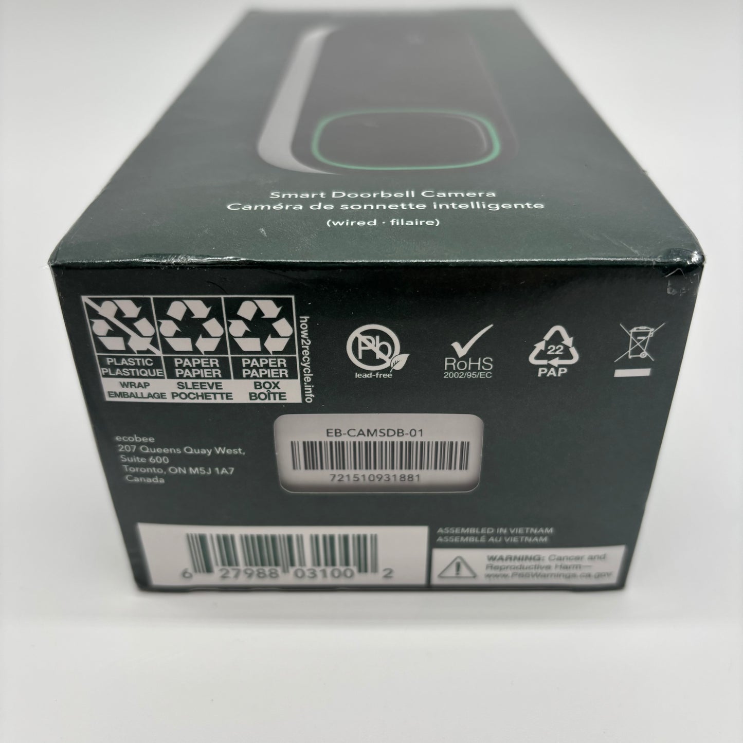 New Ecobee Smart Doorbell Camera EB-CAMSDB-01