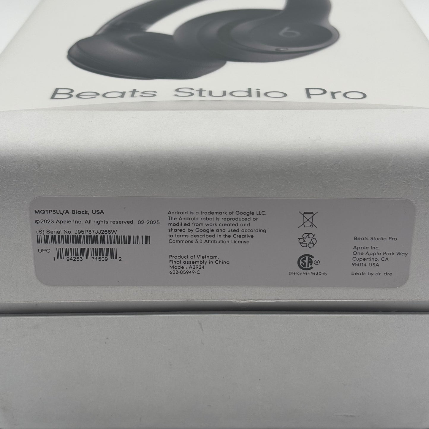 New Beats Studio Pro Wireless Over-Ear Bluetooth Headphones Black MQTP3LL/A
