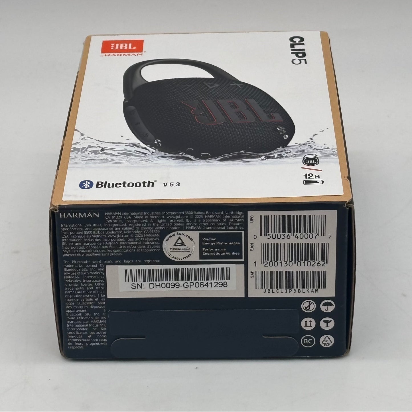 New JBL Clip5 Bluetooth Speaker JBLCLIP5BLKAM