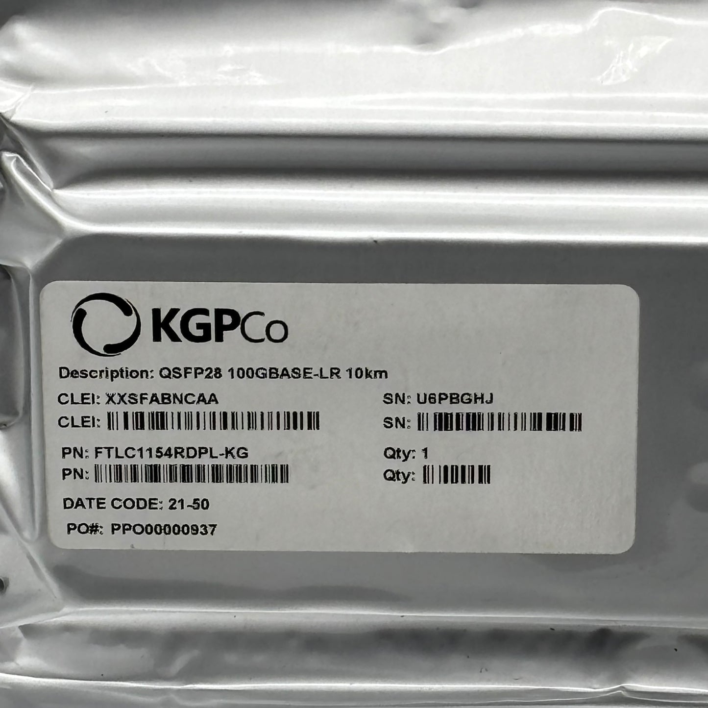 New KGPCo QSFP28 Optical Transceiver Module FTLC1154RDPL-KG