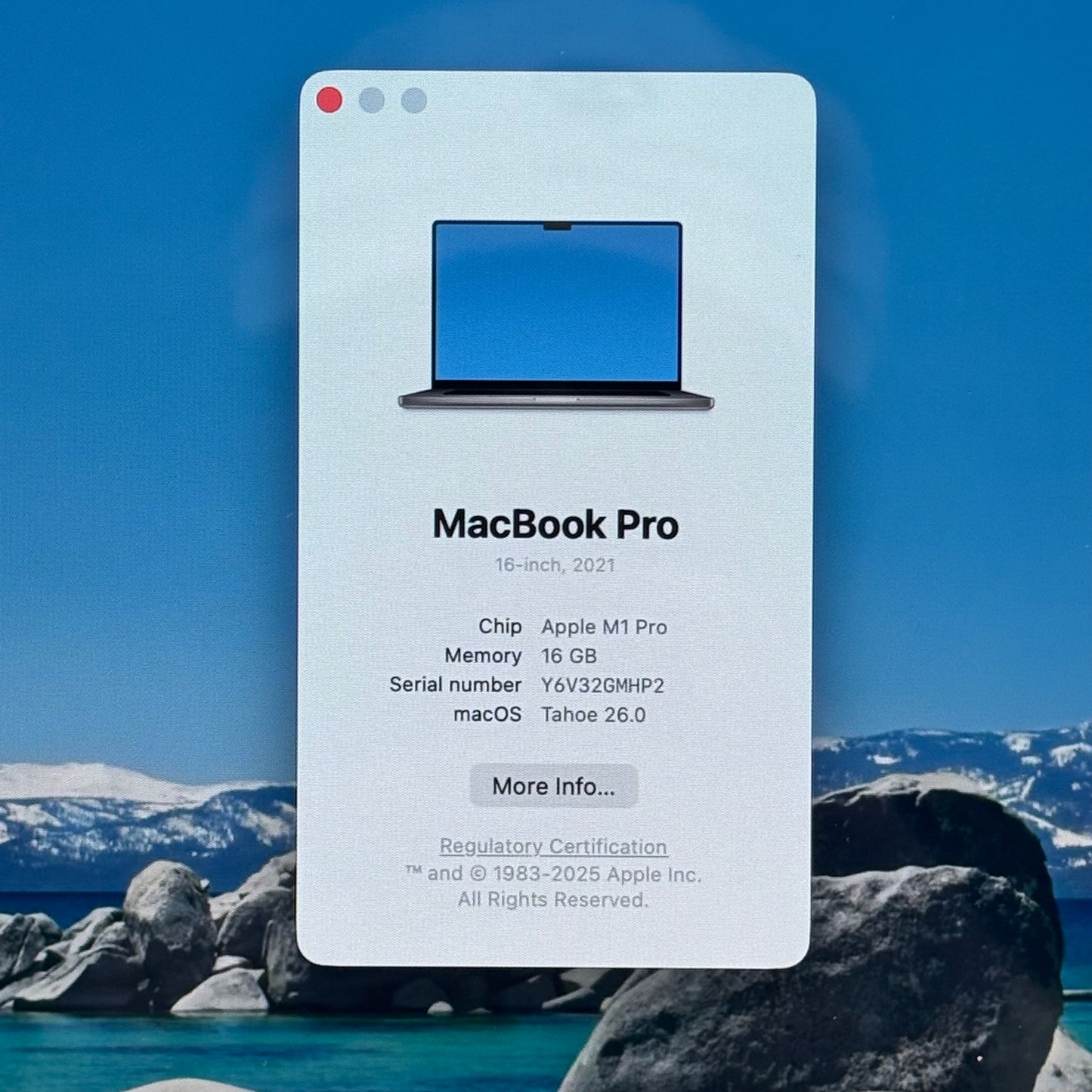 2021 Apple MacBook Pro 16" M1 Pro 16C GPU 3.2GHz 16GB RAM 512GB SSD A2485