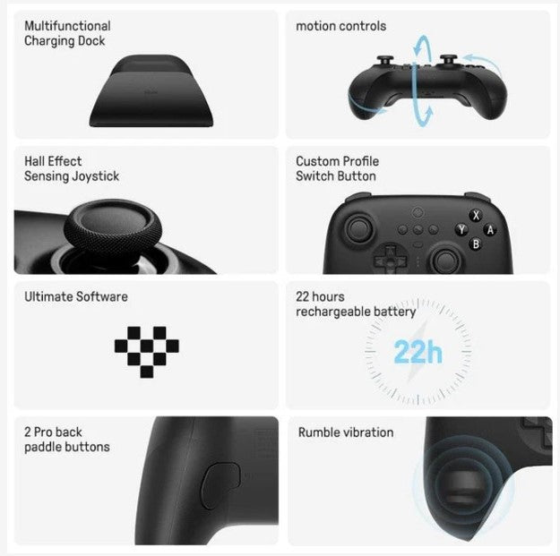 8BitDo Ultimate Wireless Controller with Dock for PC Android iOS