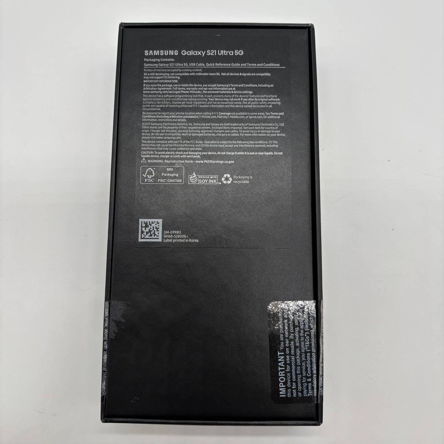 Unlocked Samsung Galaxy S21 Ultra 5G 128GB Phantom Black SM-G998U