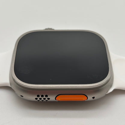 Unlocked Apple Watch Ultra 49MM Natural Titanium White Sport Band