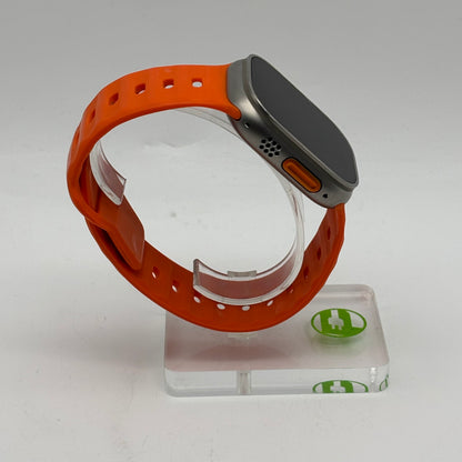 Unlocked Apple Watch Ultra 49MM Natural Titanium Orange Ocean Band MQF53LL/A