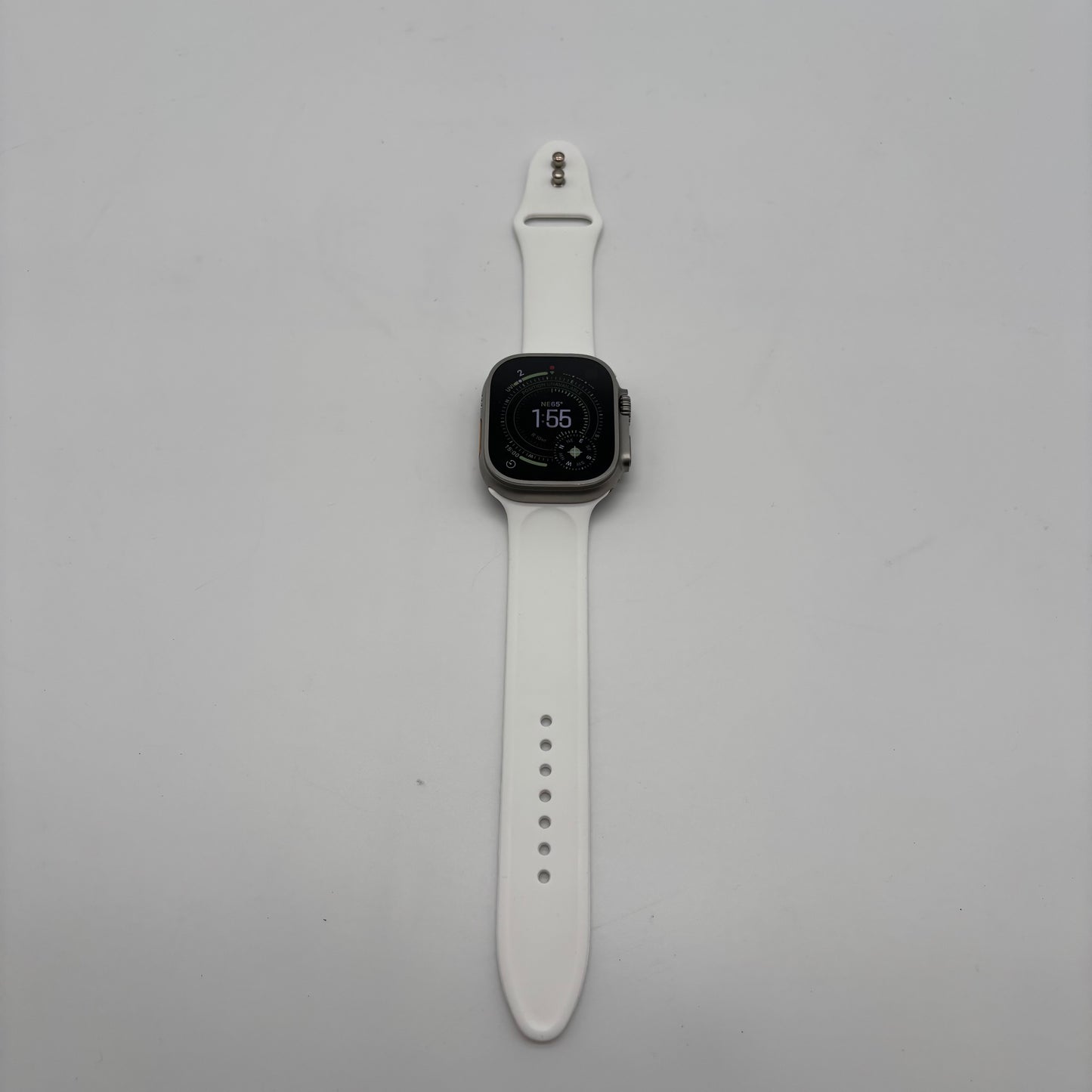Unlocked Apple Watch Ultra 49MM Natural Titanium White Sport Band