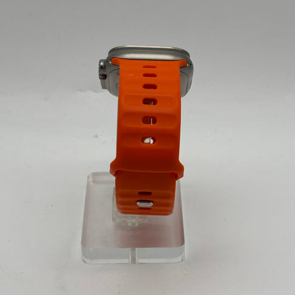 Unlocked Apple Watch Ultra 49MM Natural Titanium Orange Ocean Band MQF53LL/A