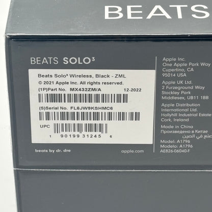 New Beats Solo3 Wireless Over-Ear Bluetooth Headphones Black MX432ZM/A