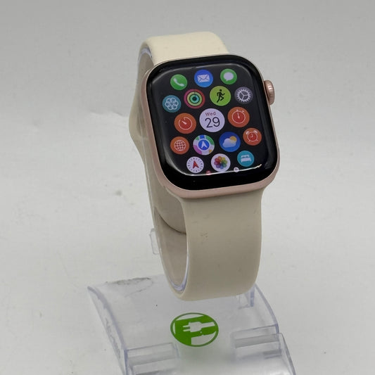 GPS Only Apple Watch Series 10 42MM Gold Aluminum White Sport Band MWWY3LW/A