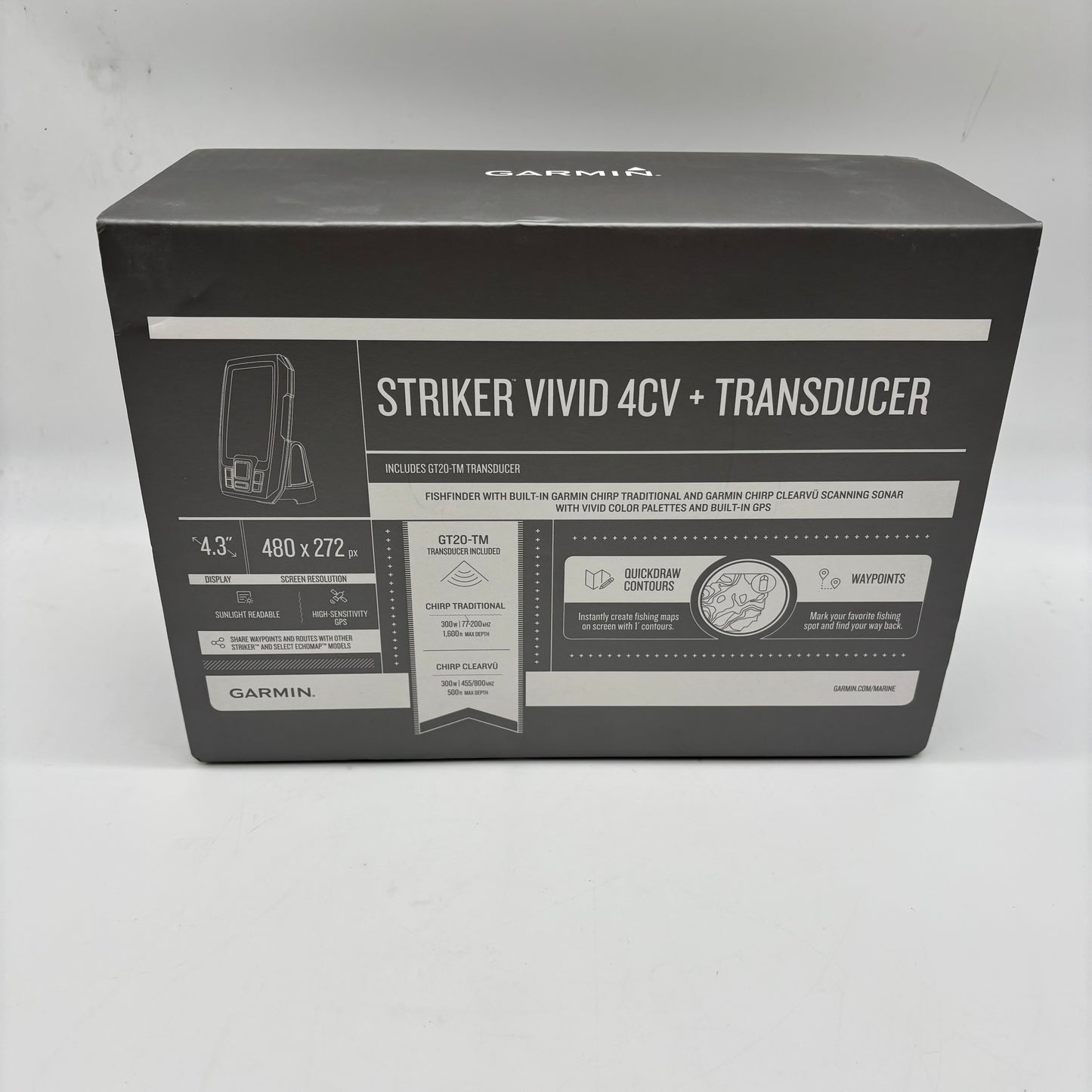 New Garmin Striker Vivid 4CV + Transducer GPS Fishfinder 6SP12836