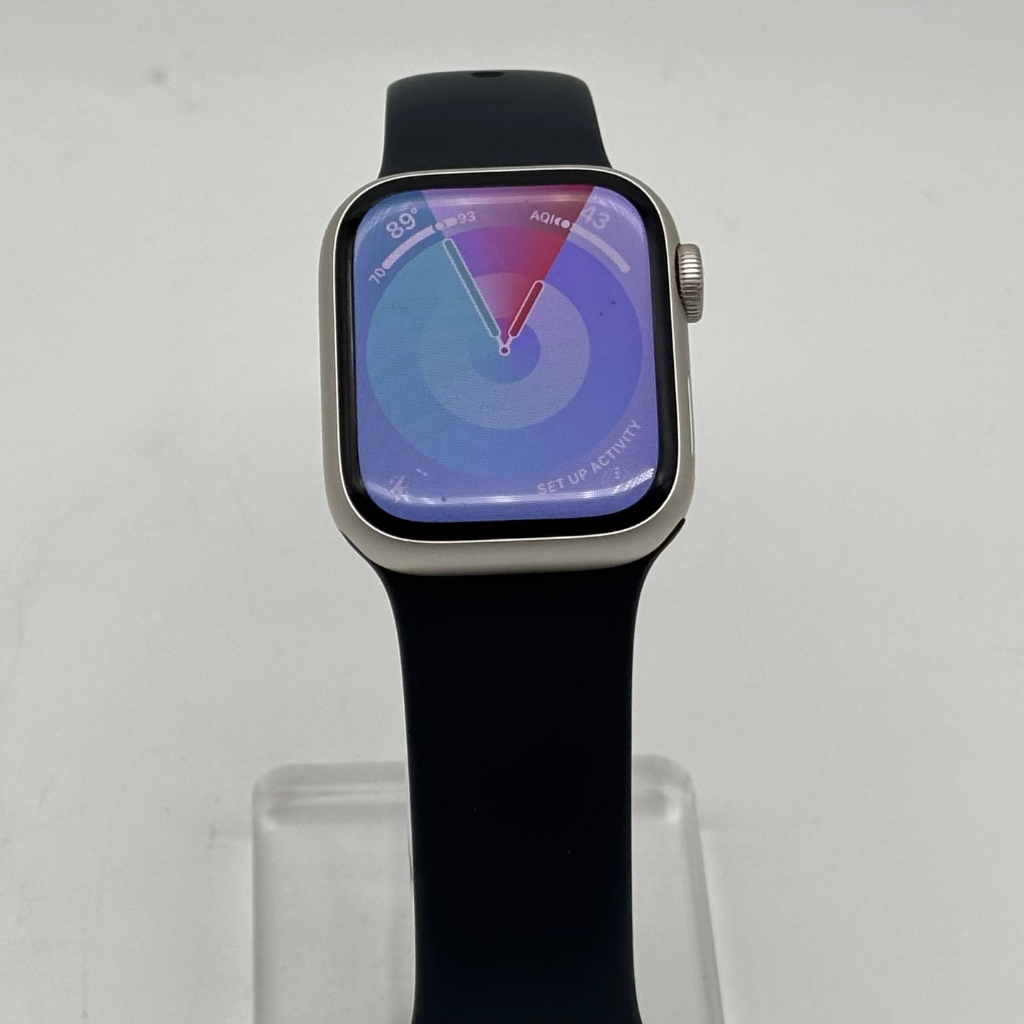 GPS Only Apple Watch Series 7 41MM Starlight Aluminum Black Sport Band MKNE3LL/A