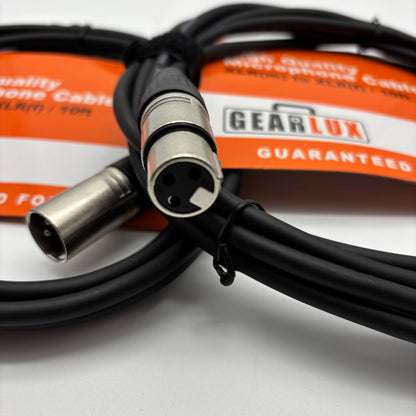 New Gearlux Pro Audio 10Ft XLR to XLR  Mic Cable Pair x2