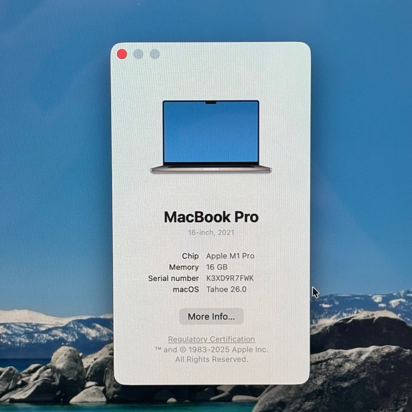 2021 Apple MacBook Pro 16" M1 Pro 3.2GHz 16GB RAM 512GB SSD Silver