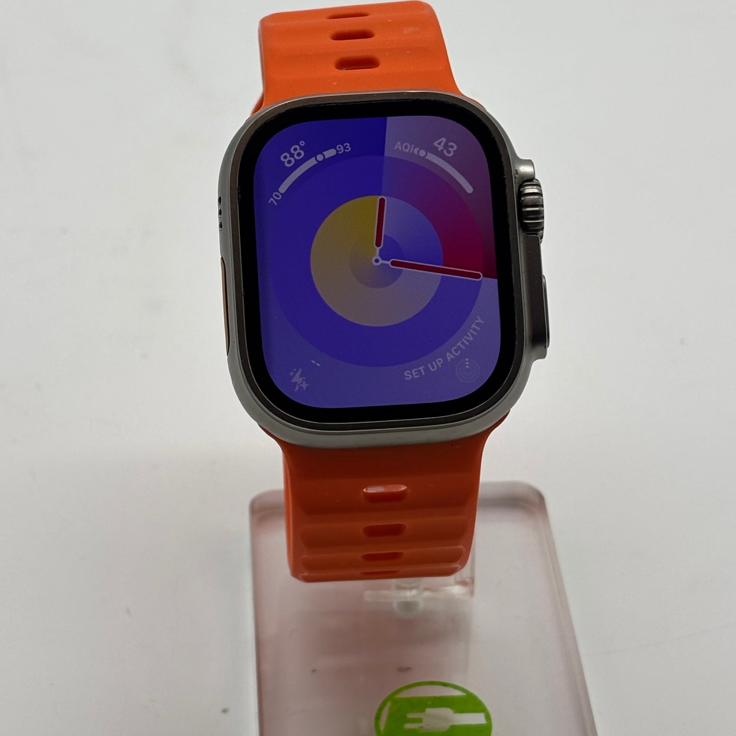 Unlocked Apple Watch Ultra 49MM Natural Titanium Orange Ocean Band MQF53LL/A