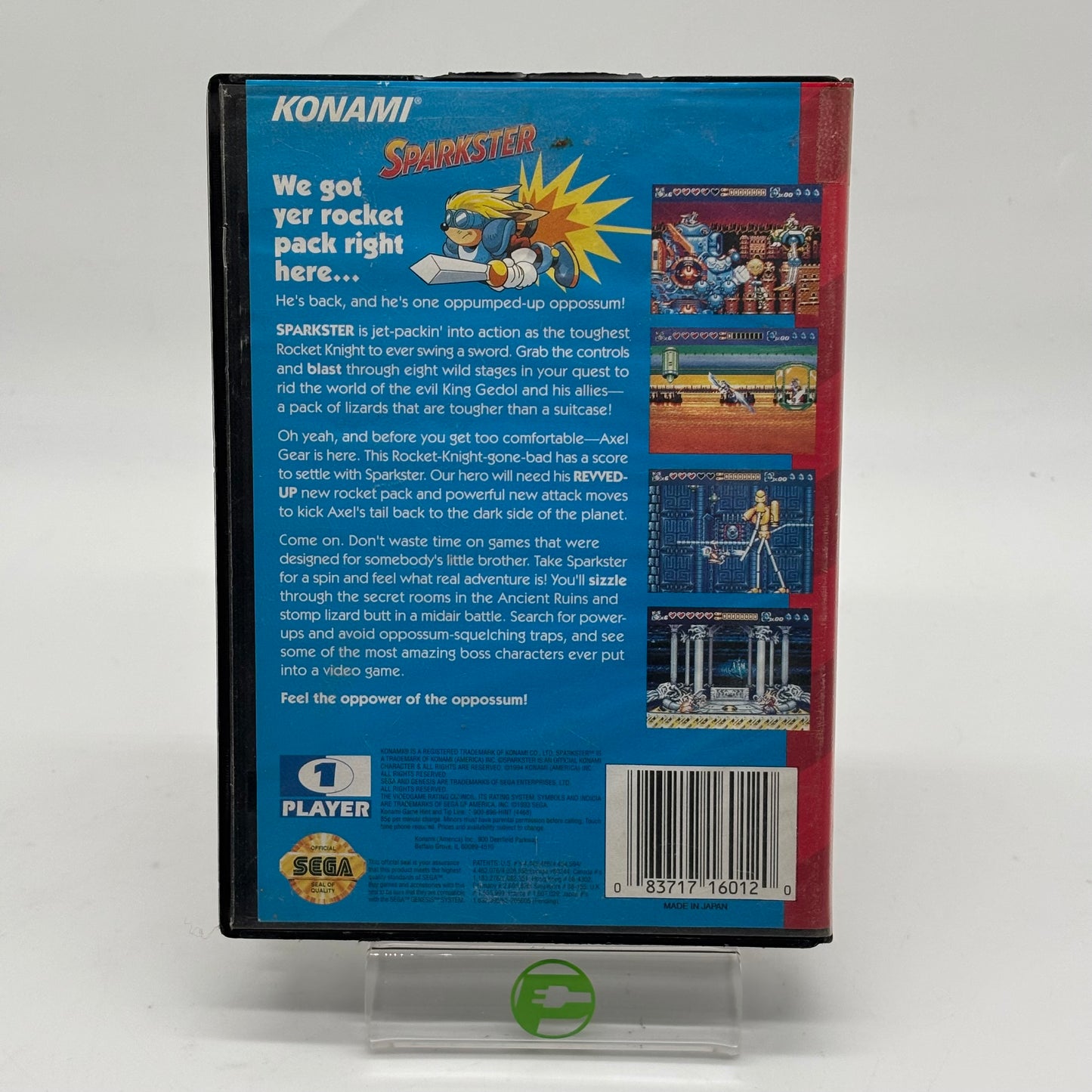 Sparkster (Sega Genesis, 1993) Game & Case