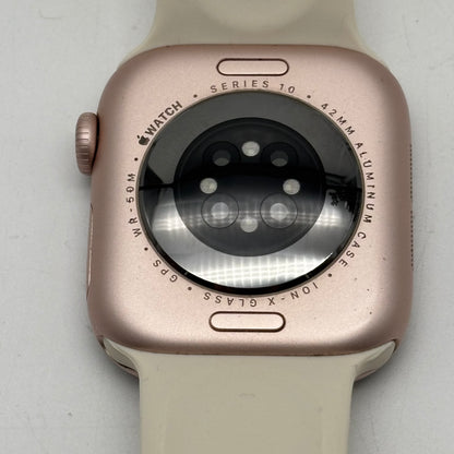 GPS Only Apple Watch Series 10 42MM Gold Aluminum White Sport Band MWWY3LW/A