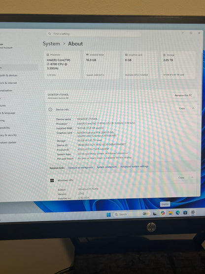 Alienware Aurora R8 AWAUR8-7608SLV-PUS Core i7-8700 3.20GHz 16GB RAM 256GB SSD 2TB SSD GeForce RTX 2080
