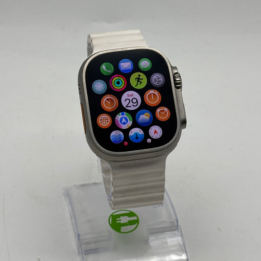 GPS Only Apple Watch Ultra 49MM Natural Titanium White Ocean Band MNH83LL/A