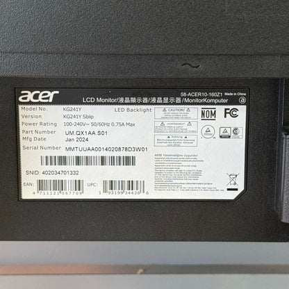 Acer 24" Nitro KG1 KG241Y FHD LED VA Gaming Monitor