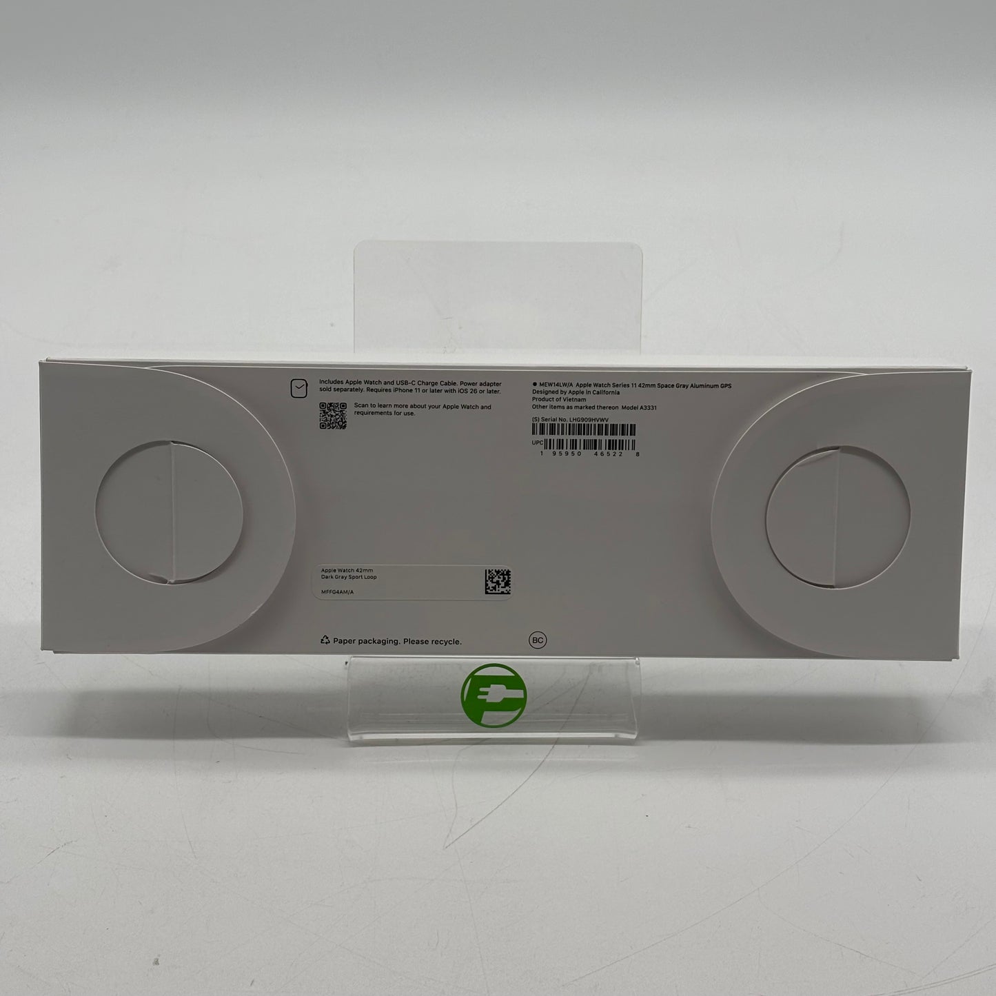 New GPS Only Apple Watch Series 11 42MM Space Gray Aluminum Dark Gray Sport Loop