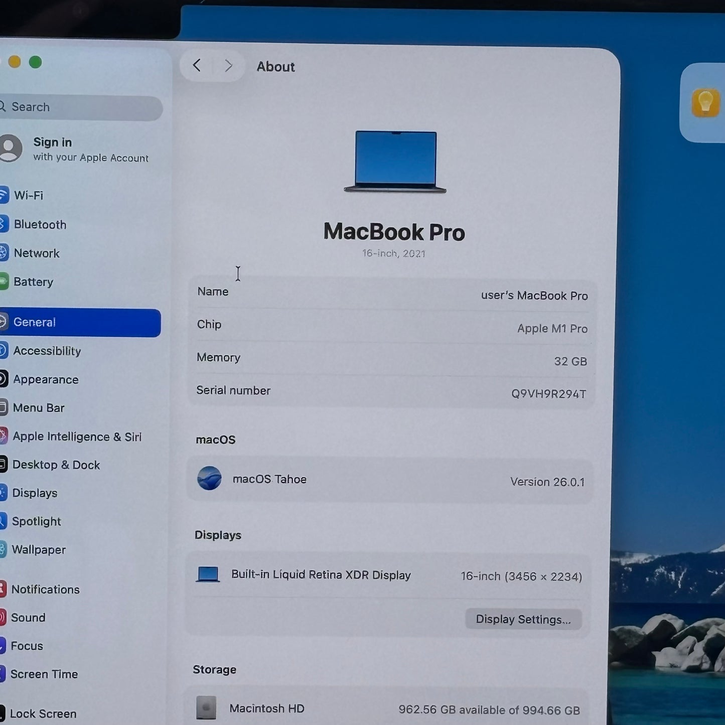 2021 Apple MacBook Pro 16" M1 Pro 16C GPU 3.2GHz 32GB RAM 1TB SSD A2485