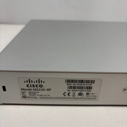 Cisco Meraki 8-Port Gigabit Ethernet Switch PoE Unclaimed MS220-8P