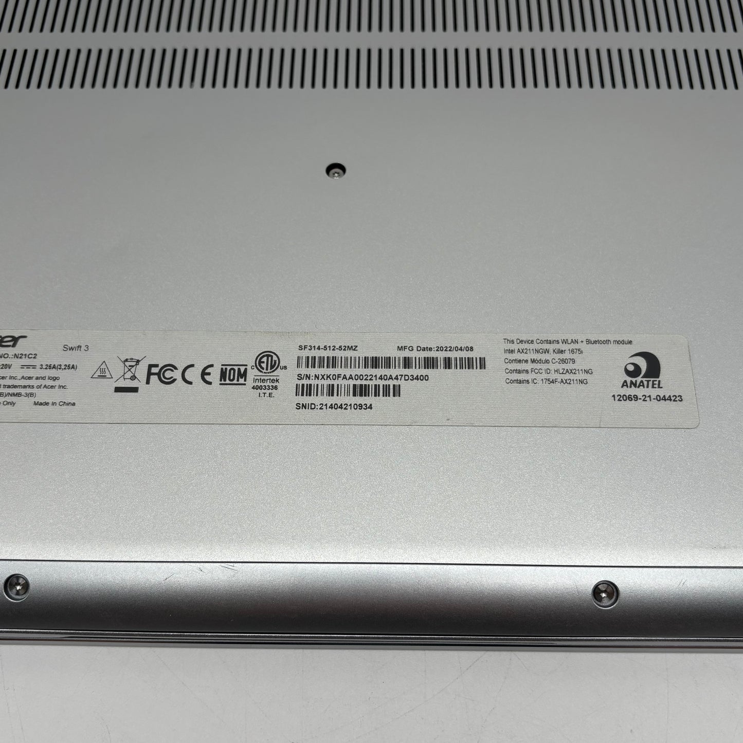 Acer Swift 3 SF314-512-52MZ 14" i5-1240P 1.7GHz 16GB RAM 512GB SSD