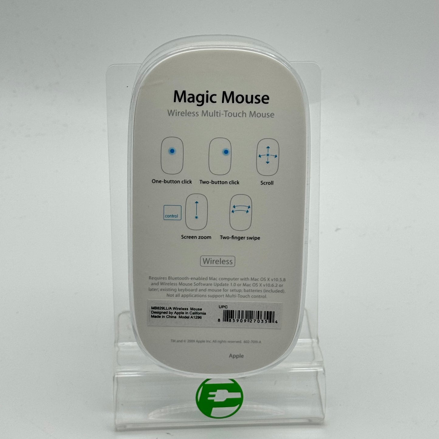 New Apple Magic Mouse Silver A1296 Bluetooth Wireless MB829LL/A