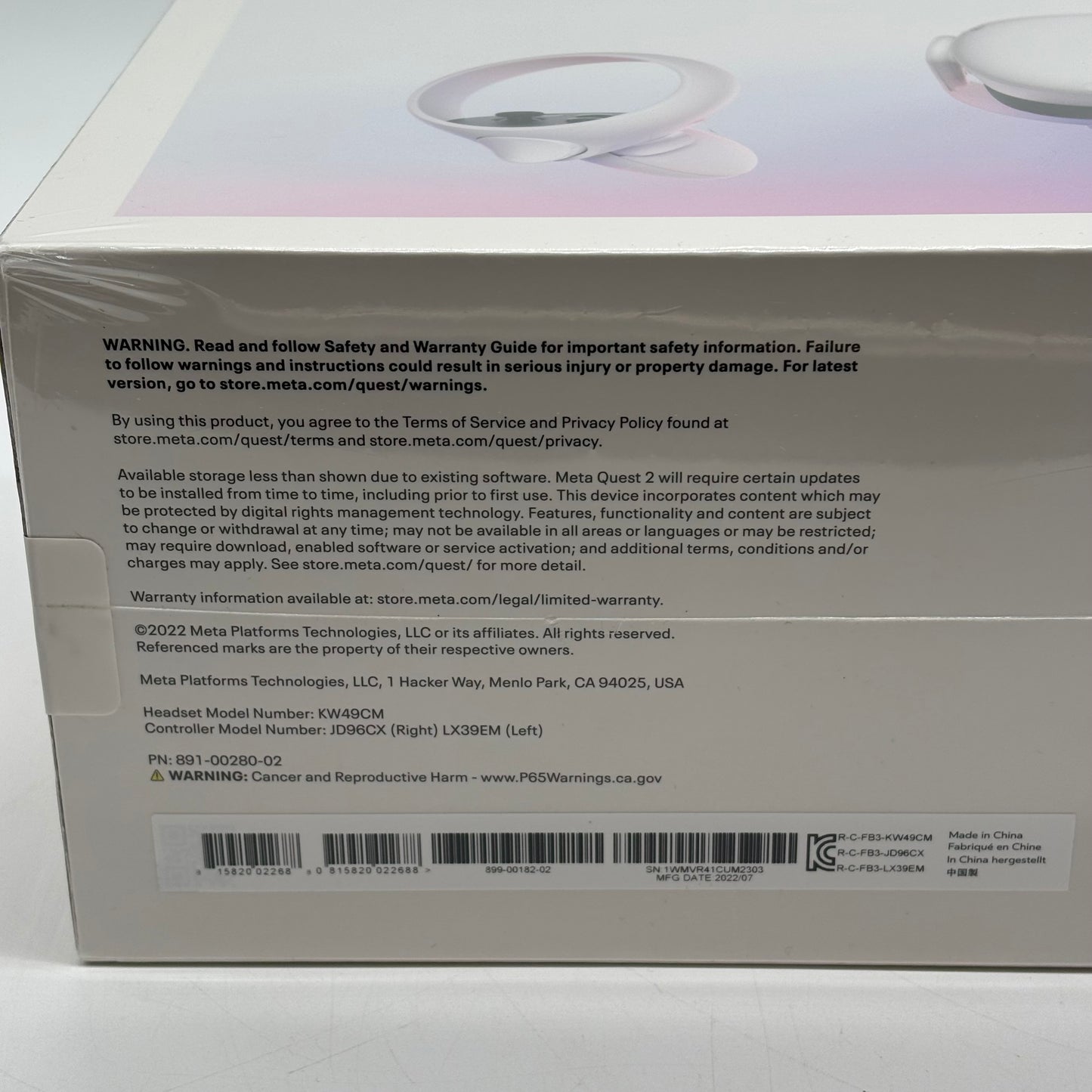 New Meta Quest 2 128GB Standalone All-in-One VR Headset KW49CM