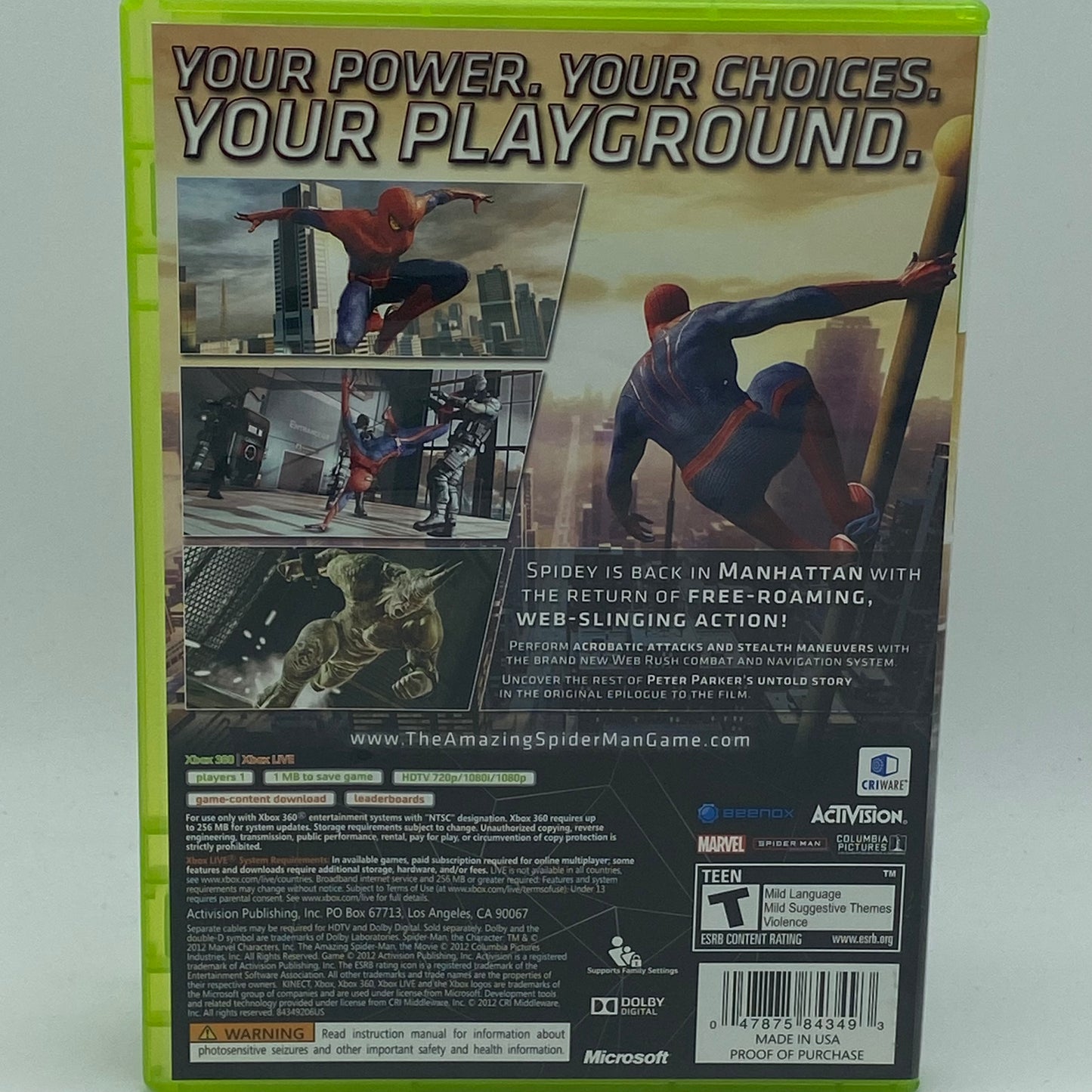 Amazing Spiderman (Microsoft Xbox 360, 2012)