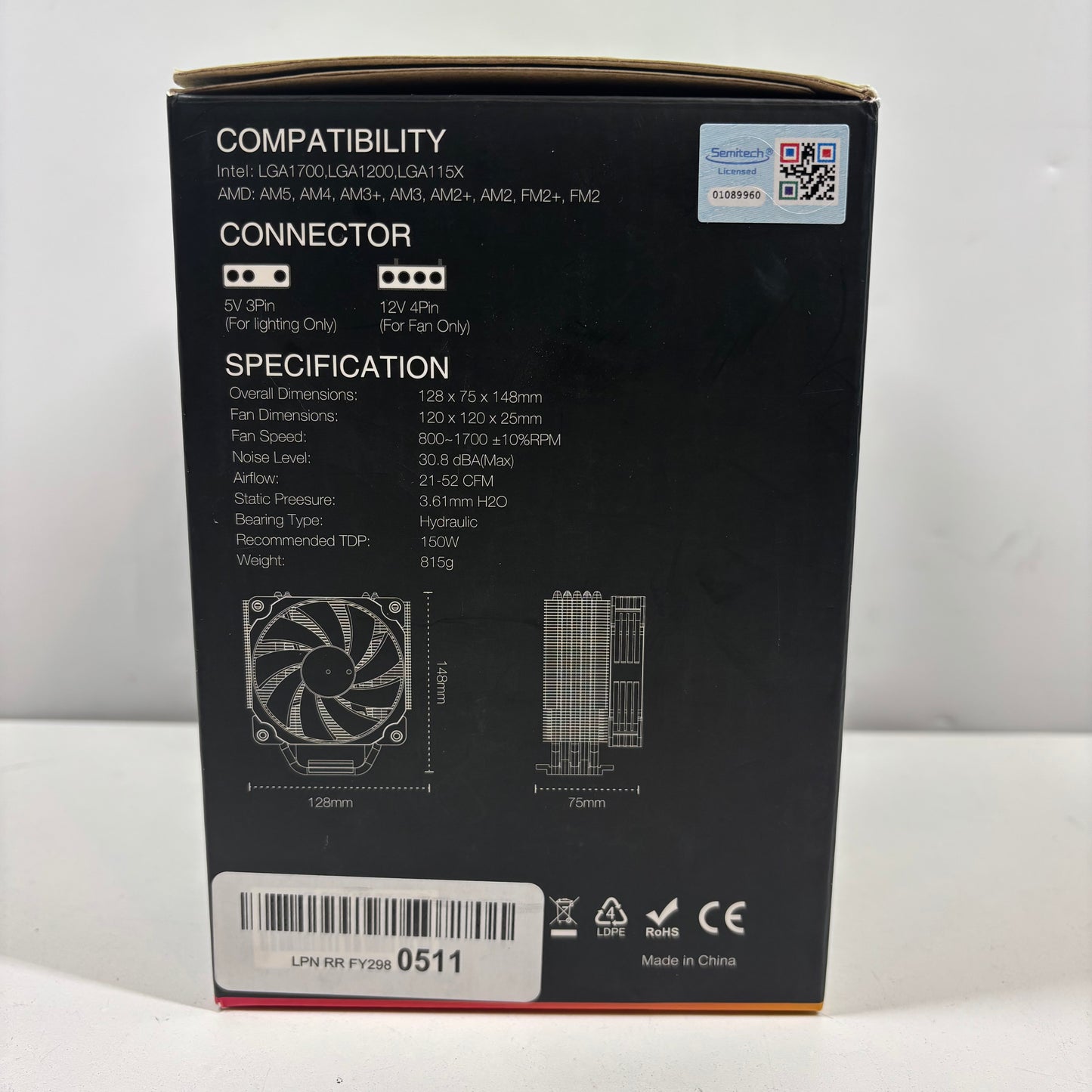 Vetroo V5 CPU Cooler ARGB 5V 3 PIN