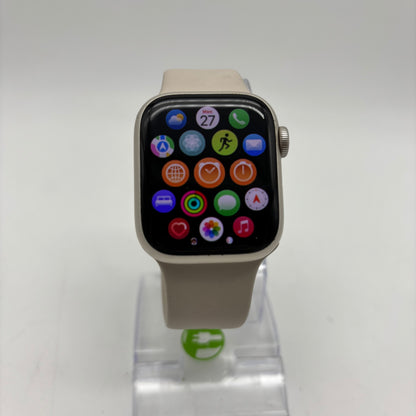 Unlocked Apple Watch Series 7 41MM Silver Aluminum Starlight Sport Band 