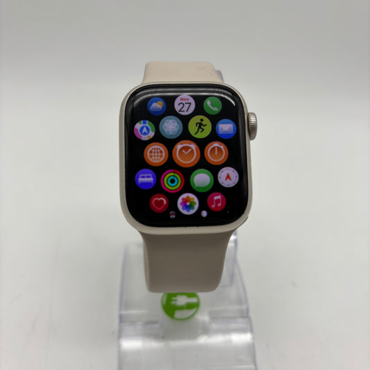 Unlocked Apple Watch Series 7 41MM Silver Aluminum Starlight Sport Band 