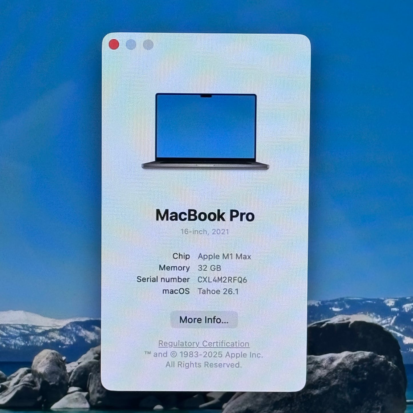 2021 Apple MacBook Pro 16" M1 Max 24 Core 3.2GHz 32GB RAM 1TB SSD A2485