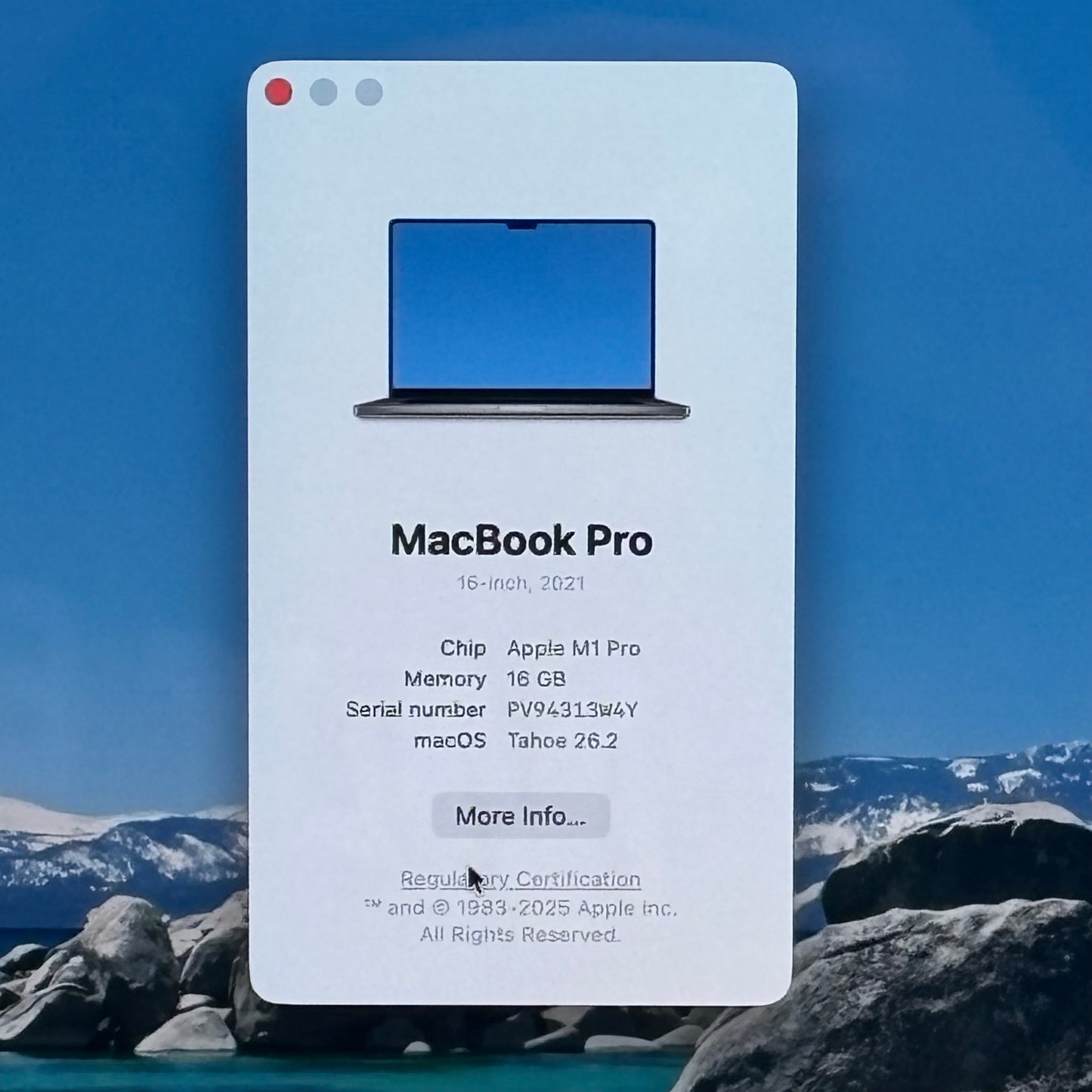 2021 Apple MacBook Pro 16" M1 Pro 16 Core 3.2GHz 16GB RAM 512GB SSD A2485