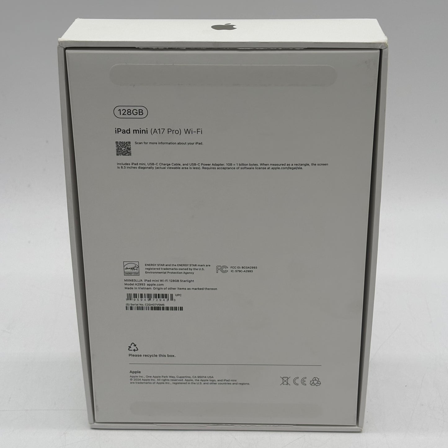 WiFi Only Apple iPad mini (A17 Pro) 128GB Starlight MXN83LL/A
