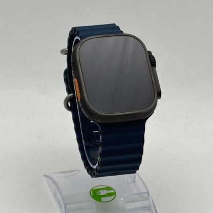 Unlocked Apple Watch Ultra 2 49MM Black Titanium Blue Ocean Band MX4V3LW/A
