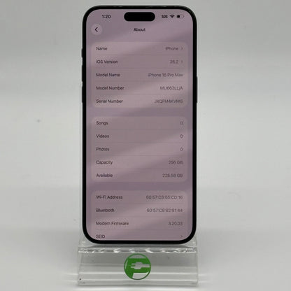 Factory Unlocked Apple iPhone 15 Pro Max 256GB Black Titanium MU663LL/A