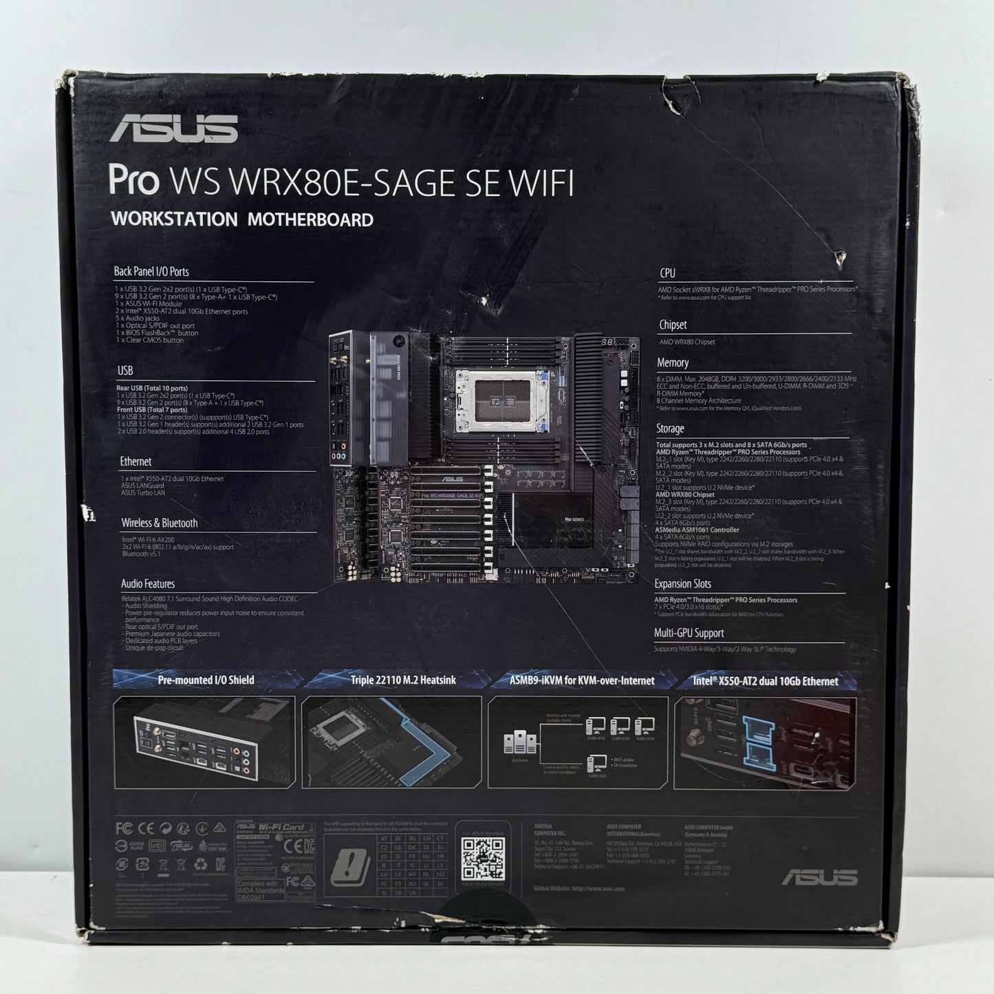 New ASUS Pro WS WRX80E-SAGE SE WIFI sWRX8 EATX DDR4 Workstation Motherboard