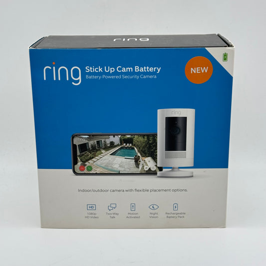 New Ring Stick Up Cam Battery Home Security Camera White