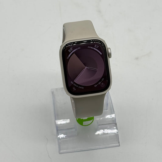 Unlocked Apple Watch Series 9 41MM Starlight Aluminum White Sport Band MRHN3LL/A