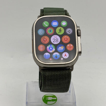 Unlocked Apple Watch Ultra 49MM Natural Titanium Green Alpine Loop MQEX3LL/A