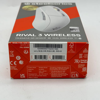 Steelseries Rival 3 Gen 2 Dual Wireless Bluetooth Mouse White 62688