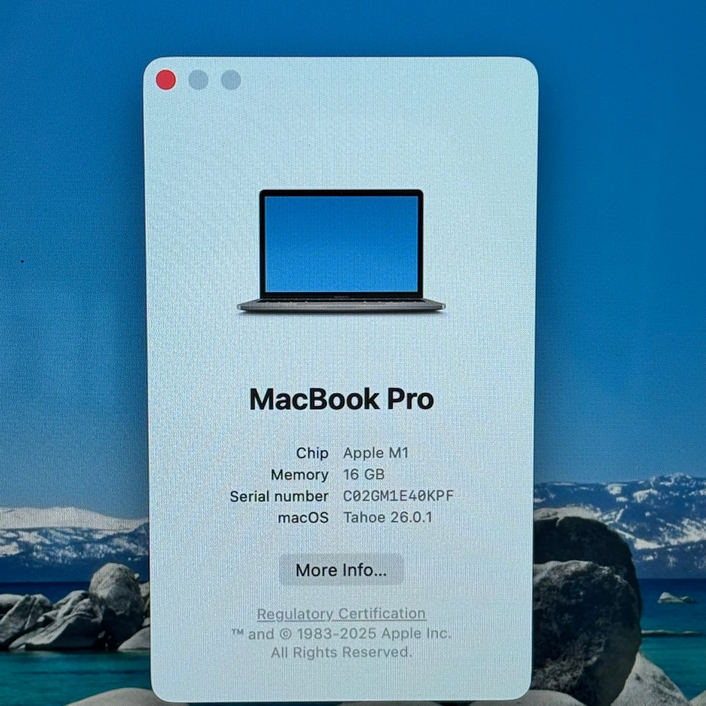 2020 Apple MacBook Pro 13.3" M1 8C GPU 3.2GHz 16GB RAM 1TB SSD A2338