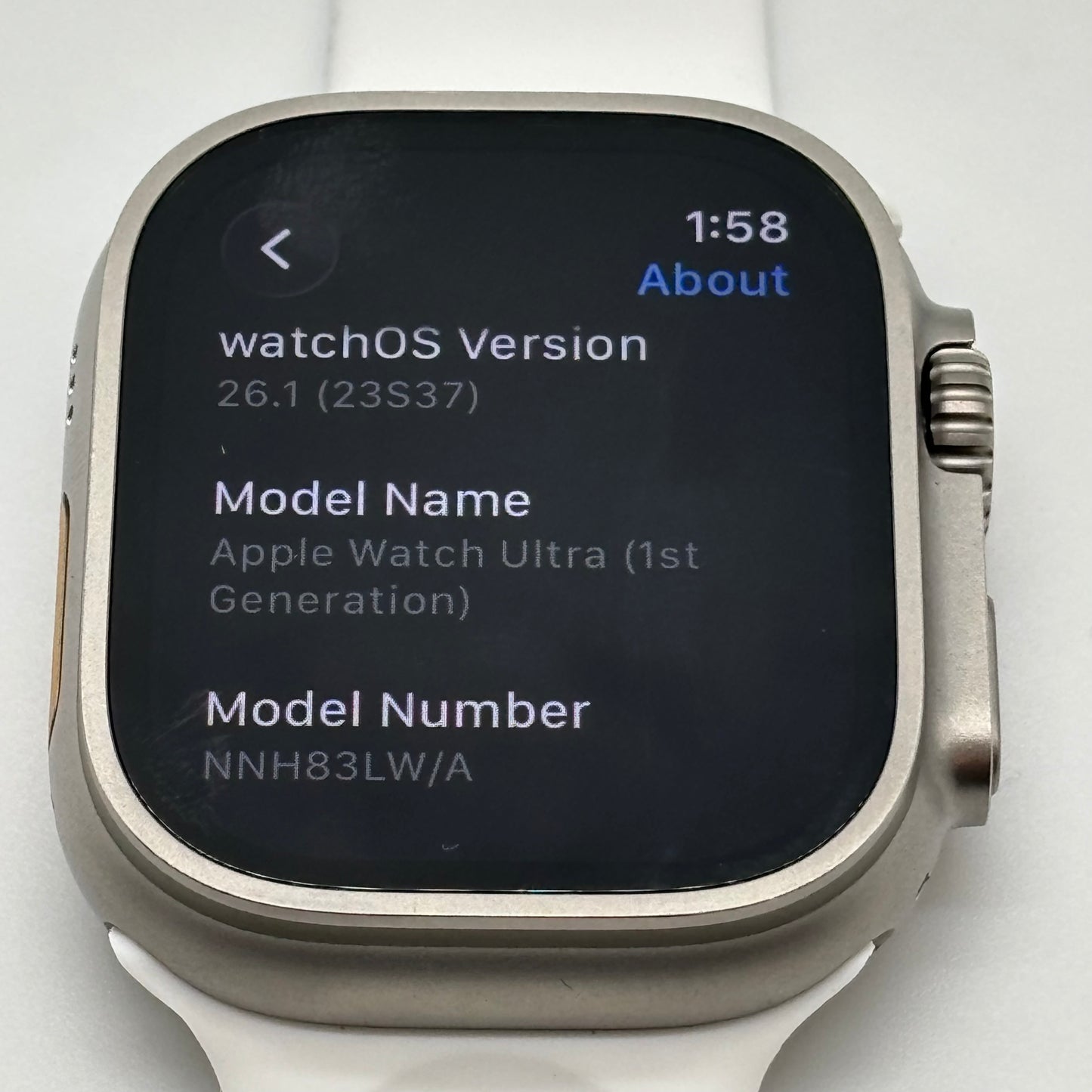 Unlocked Apple Watch Ultra 49MM Natural Titanium White Sport Band