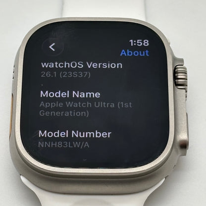 Unlocked Apple Watch Ultra 49MM Natural Titanium White Sport Band